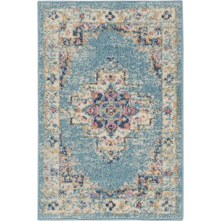 Palacedesigns 2 x 3 ft. Light Blue Distressed Medallion Scatter Area Rug - Light Blue - 2' x 3' PA3670680